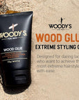 Woody's Hair Gel for Men - Extreme Hold Wood Glue Styling Gel, Long-Lasting, No Flaking, Strong Hold, 4 oz (2 Pack)