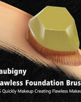 Foundation Makeup Brush Flat Top Kabuki Hexagon Face Blush Liquid Powder Foundation Brush for Blending Liquid, Cream or Flawless Powder Cosmetics with Bonus Protective Case (Yellow)