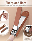 Nail Clippers Set for Men and Women 7 Pieces Stainless Steel Grooming Kits, Fingernail and Toenail Clipper Cutters with Luxurious Travel Case Nail Care Tools Manicure Pedicure Kit, Brown