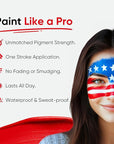 Blue Squid PRO Red White Blue Face Paint Stick - Waterproof Body Paint For Adults & Kids Eye Black Baseball, Eyeblack Softball - Hypoallergenic Twist-Up Non-Toxic Makeup Stick - Cosplay, Sports & SFX