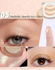 Low Saturation Delicate Long-Lasting Eyeshadow Palette, Monochrome Glitter Pressed Cream Single Vegan (10 Glittle Gold)