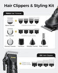 GLAKER Hair Clippers for Men Professional, Cordless Clippers for Hair Cutting, Mens Bear Trimmer, Electric Razor Barber Clippers Hair Trimmer, Gifts for Men (Black)