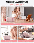 BAGSMART Travel Makeup Bag, Cosmetic Bag Make Up Organizer Case,Large Wide-open Pouch for Women Purse for Toiletries Accessories Brushes
