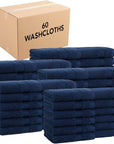 Arkwright Bath Washcloths 12 Pack - (Bulk Case of 60) Super Soft 100% Cotton, 600 GSM Quick Dry & Absorbent, Luxury Face & Body Wash Cloth Towels for Hotels, Spa, and Vacation Rental, Lapis Navy
