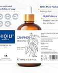 HIQILI 100ML Camphor Essential Oil Pure, 100% Undiluted for Skin, Diffuser, Aromatherapy - 3.38 Fl Oz