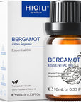 HIQILI Bergamot Essential Oil for Diffuser, Skin, Hair, DIY, 100% Pure & Natural, Travel Size - 0.33 Fl Oz (10 mL)
