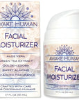 Natural Face Moisturizer for Dry Sensitive Skin - Organic Natural Face Cream - Facial Aloe & Green Tea Moisturizer Cruelty Free - Vegan Face Moisturizer for Women, Acne-Safe, Anti-Aging, No Fragrance