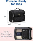 BAGSMART Makeup Bag for Women with Hanging Hook, Large Portable Capacity Water-resistant Organizer Travel Case for Toiletries and Cosmetics, Brown