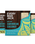 Every Man Jack Cold Processed Mens Bar Soap - Tropical Caribbean Coconut Scent - Deeply Cleans & Hydrates w/Naturally Derived Ingredients - (3 Pack)