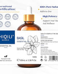 HIQILI Basil Essential Oil, 100% Pure & Natural, Diffuser in Bedroom, Yoga, Mediation for Calming Relaxation Mood, Hair Growth, Body Massage, DIY Sweet Herbal Scented Soap Gifts- 100ML