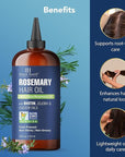 Botanic Hearth 100% Pure Rosemary Oil For Hair Growth | Infused with Biotin, Jojoba & Castor Oil | Hair Oil Repairs Dry Damaged Hair, Strengthening, Healthier - Hair Tonic, 16.0 fl oz