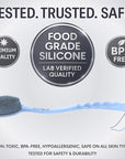 Avilana Silicone Body Scrubber – Gentle Shower Brush & Loofah Alternative- Food Grade & Lab Tested – Fast-Drying, Hygienic, BPA-Free Silicone Body Gentle Exfoliator (Blue, Long Handle)