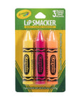 Lip Smacker Crayola Crayon Flavored Lip Balm - Moisturizing, Soothing Trio Banana Mania, Pink Sherbert, & Outrageous Orange