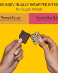 AWAKE - Caffeinated Chocolate Bites - Variety Pack (No Sugar Added), 50 Bites - Almond Sea Salt & Peanut Butter Dark Chocolate - 50mg Caffeine - Coffee Alternative - Fairtrade, Gluten Free - 0.48oz