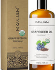 Organic Grapeseed Oil 16Oz: 100% Pure&Natural ColdPressed Carrier Oil USDA Certified Grape Seed Extract HexaneFree Unscent Liquid Moisturizer,Massage Body Face Oil for Women&Men Face Skin&Hair