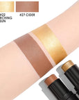 FOCALLURE 2 Pcs Mineral Cream Contour Stick,Moisturize Highlighter and Bronzer Pen,Non Stick Face Brightens & Shades Pencil,Long Lasting & Smooth Gliding Face Illuminator Makeup,Medium-warm