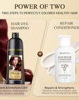 Hair Dye Shampoo 3-in-1 Vegan Color for Gray Hair - Ammonia-Free for Men & Women – Beard & Hair Coloring – Instant Gray Coverage Champú Para Canas Mujer & Hombre (BURGUNDY WINE RED)