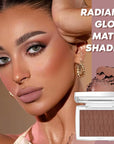 Mahogany Blush Powder Blush for Cheeks with Brush, Matte Blush Palette Blush Powder Face Blusher, Natural Blendable Formula Silky Lightweight Makeup Blush Rubores de Maquillaje, 020#