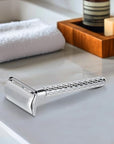 Double Edge Safety Razor with Chrome Plated Handle & Silicone Cover & 10 Blades Single Blade Safety Razor for Travel Metal Eco-Friendly Reusable Razor for Shaving