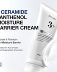ANUA 3 Ceramide Panthenol Moisture Barrier Cream, Hydrating Face Moisturizer for Normal Skin, Panthenol, Ceramide, Centella for Skin Barrier Non Comedogenic, Korean Skincare (100ml/ 3.38 fl. oz.)