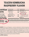 TEAZEN Raspberry Kombucha Tea, Hydration Drink Mix, Sugar Free, Live Probiotics & Prebiotics, 10 Sticks, 1.76oz