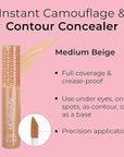 MCoBeauty Instant Concealer Camouflage & Contour, Medium Beige,