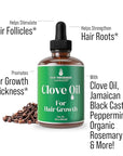 Clove, Rosemary, Peppermint & Jamaican Black Castor Oil Serum - Vegan Hair Growth Treatment for Thickening, Moisturizing & Strengthening Weak Hair, 2oz