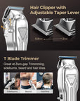 Electric Hair Clippers for Men, Cordless Clipper and Trimmer Set, Clippers for Hair Cutting Kit with Long Battery Life, Hair Grooming Trimmer for Family Kids and Self-Haircut Use