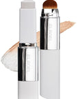 Blanc Cover Cream Stick V White - Korean Color-Changing Foundation Stick with Volufiline - Medium to Full Coverage Dewy Finish Base Makeup - Dual-Ended with Detachable Brush (202 Natural)