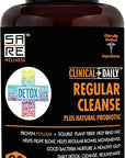 Clinical Daily Regular Cleanse. Natural Colon Cleanser & Detox for Energy and Constipation Relief. 90 Herbal Dietary Fiber Pills - Psyllium Husk Powder Capsules with Glucomannan, Aloe, PROBIOTICS