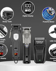 Hair Clippers for Men Professional Cordless Hair Clippers Electric Beard Trimmer and Foil Shaver Set Home Hair Cutting Kit Type-C Rechargeable for Barber Clippers with LED Display