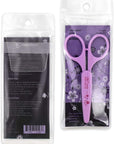 Eyebrow Scissors, Small Scissors for Facial, Nose, Eyebrow, Mustache, and Beard Hair Trimming & Grooming, Straight Edge, Purple Long Cap