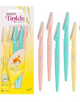 Tinkle Dermaplaning Tool 6ct, Dermaplane Razor for Women, Safe and Easy Peach Fuzz Remover, Eyebrow Trimmer with Protective Cover
