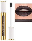 MAKI YIKA Metallic Lipstick for Women Black Lipsticks Long Lasting Glitter Lipstick No Smudge No Transfer Full-Coverage Liquid Lip Gloss (BR14 Midnight)