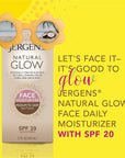 Jergens Natural Glow Self Tanner Face Moisturizer, SPF 20 Facial Sunscreen, Medium to Deep Skin Tone, Sunless Tanning, Oil Free, Broad Spectrum Protection UVA and UVB, 2 oz (Packaging May Vary)