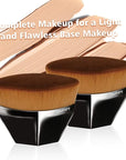 Foundation Makeup Brush Flat Top Kabuki Hexagon Face Blush Liquid Powder Foundation Brush for Blending Liquid, Cream or Flawless Powder Cosmetics with Bonus Protective Case (Black)