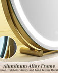 ROLOVE Gold Vanity Mirror, 18 Inch Lighted Makeup Mirror with Smart Touch 3 Colors Dimmable, Tabletop, 360 Rotation