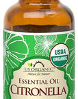 US Organic Citronella Essential Oil, USDA Certified, 100% Pure, 30 ml, Improved caps and droppers – Used for Skin Care, DIY Projects Like Candle Making and Much More