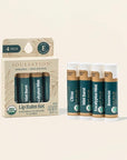 Organic Lip Balm Set, 4 Flavors - Moisturizing for Cracked & Dry Lips