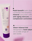 Andalou Naturals Perfecting BB Beauty Balm Natural Tinted Moisturizer with SPF 30, 2-in-1 BB Cream & Face Sunscreen with Broad Spectrum Protection, Mineral Sunscreen with Non-Nano Zinc Oxide, 2 Fl Oz