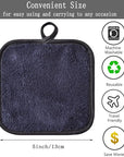 Makeup Remover Cloths for Face, Eye, Lips - Reusable Face Cleansing Cloth Microfiber Makeup Remover Pads 5 x 5 inch 12 Pack (Black)