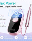 COSLUS Professional Rechargeable Electric Nail Drill 40000 RPM, Portable Nail File with Storage Stand for Acrylic Gel Polishing Removing - Easy to Use for Women, Manicure at Home DIY or Salon, Pink