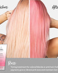 Four Reasons Color Mask - Rose Pink - (27 Colors) Toning Treatment, Color Depositing Conditioner, Tone & Enhance Color-Treated Hair - Semi Permanent Hair Dye, Vegan and Cruelty-Free, 6.76 fl oz