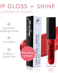 Beauty For Real Lip Gloss + Shine, Light My Fire - Opaque Everyday Red - Non-Sticky Plumping & Hydrating Gloss - Light & Mirror In Cap - Contains Marine Collagen - 0.15 fl oz