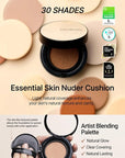 JUNG SAEM MOOL Essential Skin Nuder Cushion 32N Walnut 0.49 Fl Oz, No Refill, Natural Radiant Finish Cushion Foundation with Buildable Coverage, Lightweight Texture, Korean Foundation Makeup