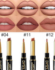 PHOERA Foundation Full Coverage,3Pcs Lip Liner and Lipstick Porcelain+Lip SetA)