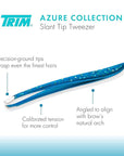 TRIM Azure Collection Bundle – for Removing Hair, Curling Lashes, Clipping & Filing Nails – Includes Slant Tip Tweezers, Eyelash Curler, Nail Clipper Set & Laser Cut Nail File – Blue Glitter Sparkle