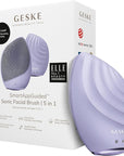 GESKE SmartAppGuided™ Sonic Facial Brush 5 in 1 | Vibrating Electric Facial Cleansing Brush | Soft Silicone Brush | Professional Facial Cleanser | Skin Cleanser & Exfoliator | Face Massager