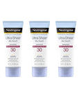 Neutrogena Ultra Sheer Dry-Touch Water Resistant and Non-Greasy Sunscreen Lotion with Broad Spectrum SPF 30, 3 fl. oz (Pack of 3)