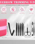 Tweezers Set, Hyxhappy 9 pcs Professional Stainless Steel Tweezer Kit for Women Facial Hair, Precision Plucke Tweezers with Luxurious Travel Case for Ingrown Hair Removal